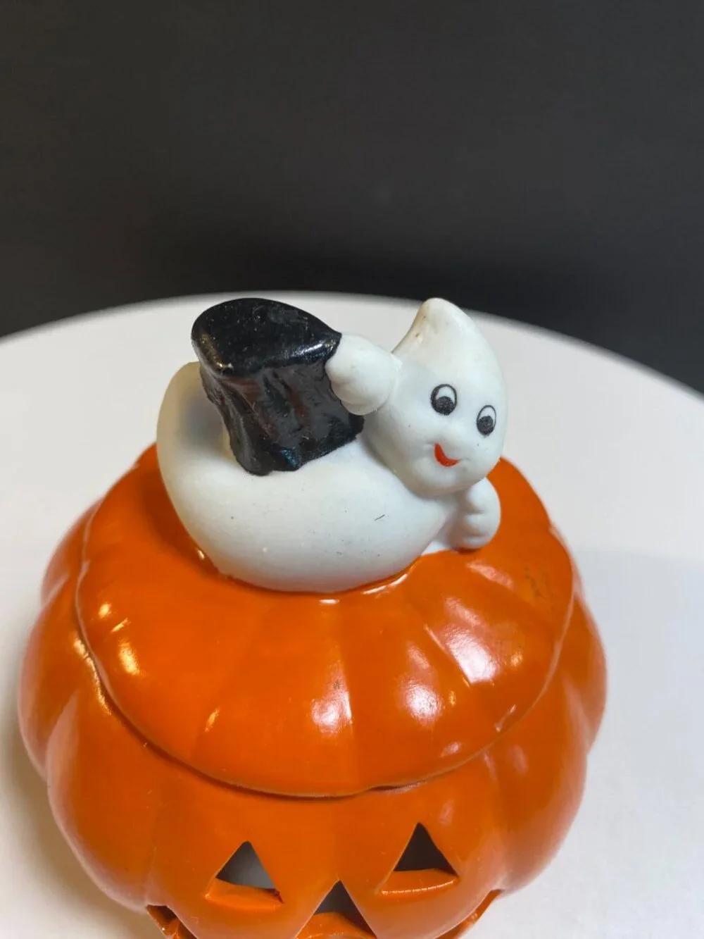Ceramic Candle Holder Halloween Jack-O-Lantern Ghost